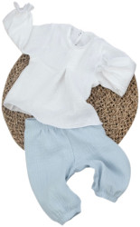 Комплект рубашечка для девочки+штанишки KiDi Kids, муслин, голубой, лето р. 22 рост 68-74 см