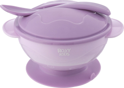 Набор для кормления Roxy Kids тарелка на присоске, крышка и ложка, лавандовый