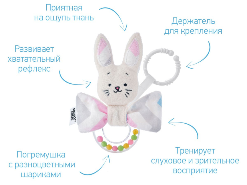 Погремушка с колечком ROXY-KIDS Funny Bunny зигзаг