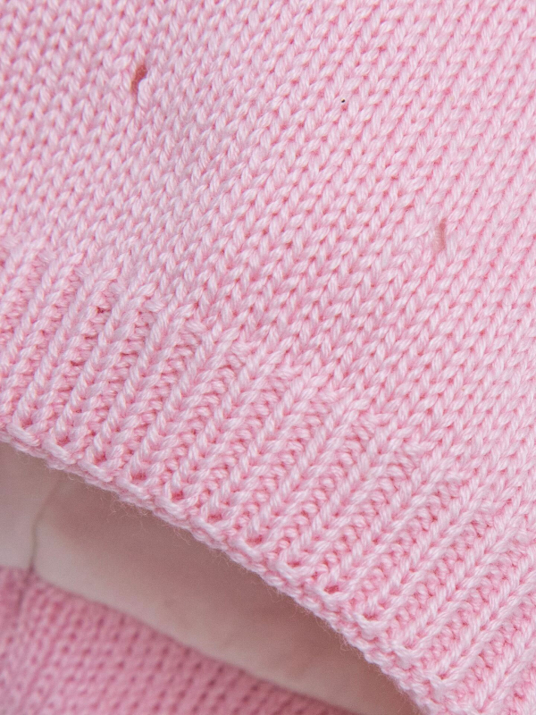 Шапка детская вязаная Amarobaby Pure Love Cutie, размер 44-46, розовая, демисезонная, с подкладом