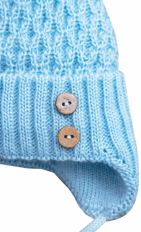 Шапочка детская AmaroBaby Pure Love Wool вязаная, утепленная, голубой, 38-40