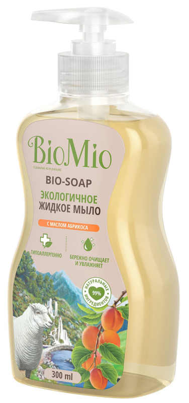 Экологичное жидкое мыло BioMio с маслом абрикоса BIO-soap