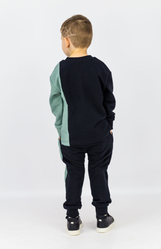 Комплект детский Baby boom джемпер и брюки черный-полынь 104